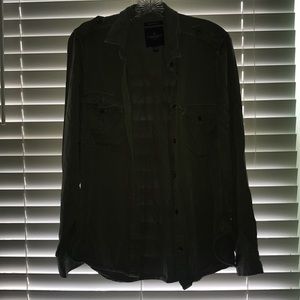 AMERICAN EAGLE boyfriend fit army green flannel